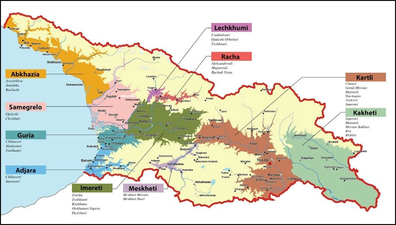 Georgia Wine Regions, courtesy of the Georgian Wine Agency