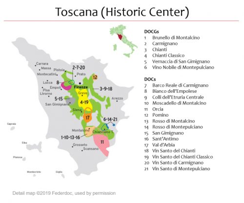 Tuscany Centre map, ©Federdoc