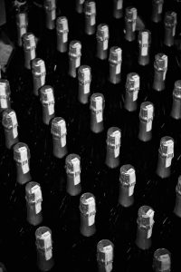 Sparkling wine bottles